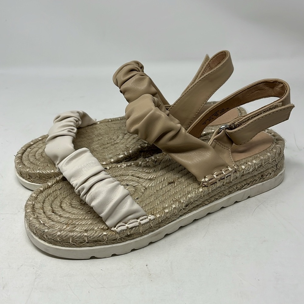 AMERICAN EAGLE ESPADRILLE WEDGE SANDAL VELCRO SLING BACK SOFT VEGAN LEATHER SZ 7 - Picture 2 of 14